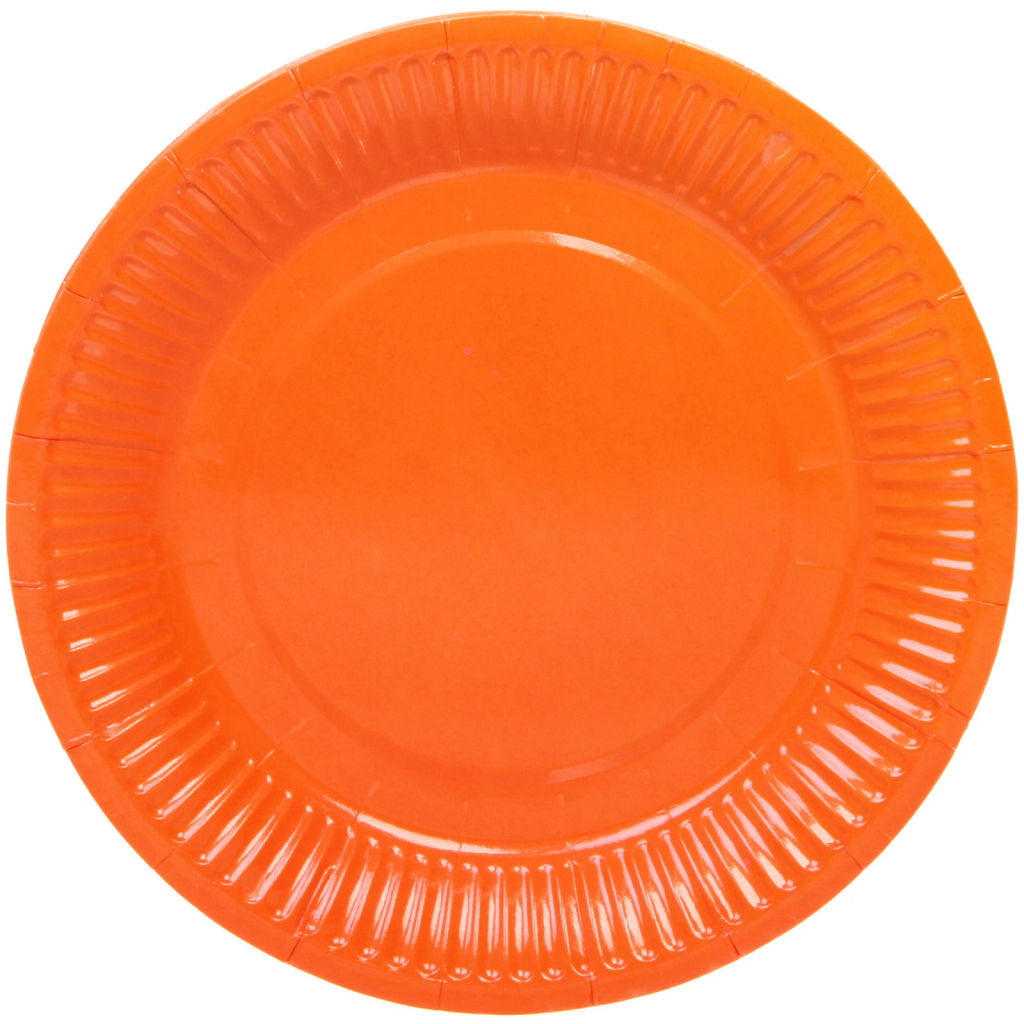 Цена за 6 шт. Тарелка бумажная 18 см в наборе 10 шт "Оранжевый"