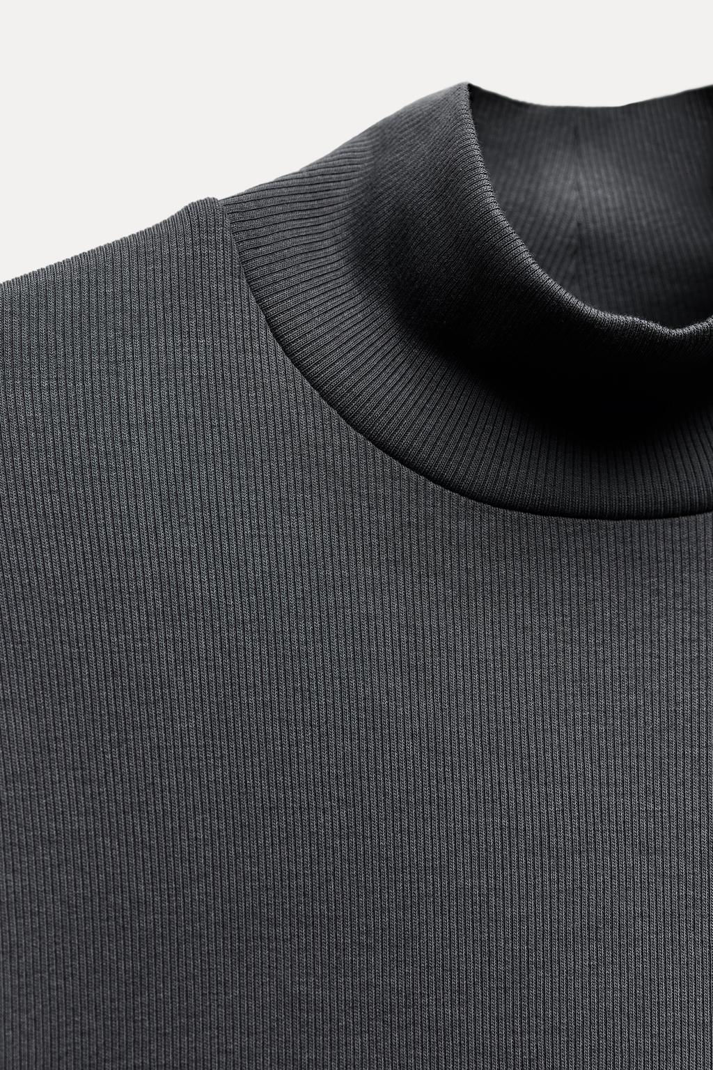 RIBBED HIGH NECK T-SHIRT - Zara фото 9