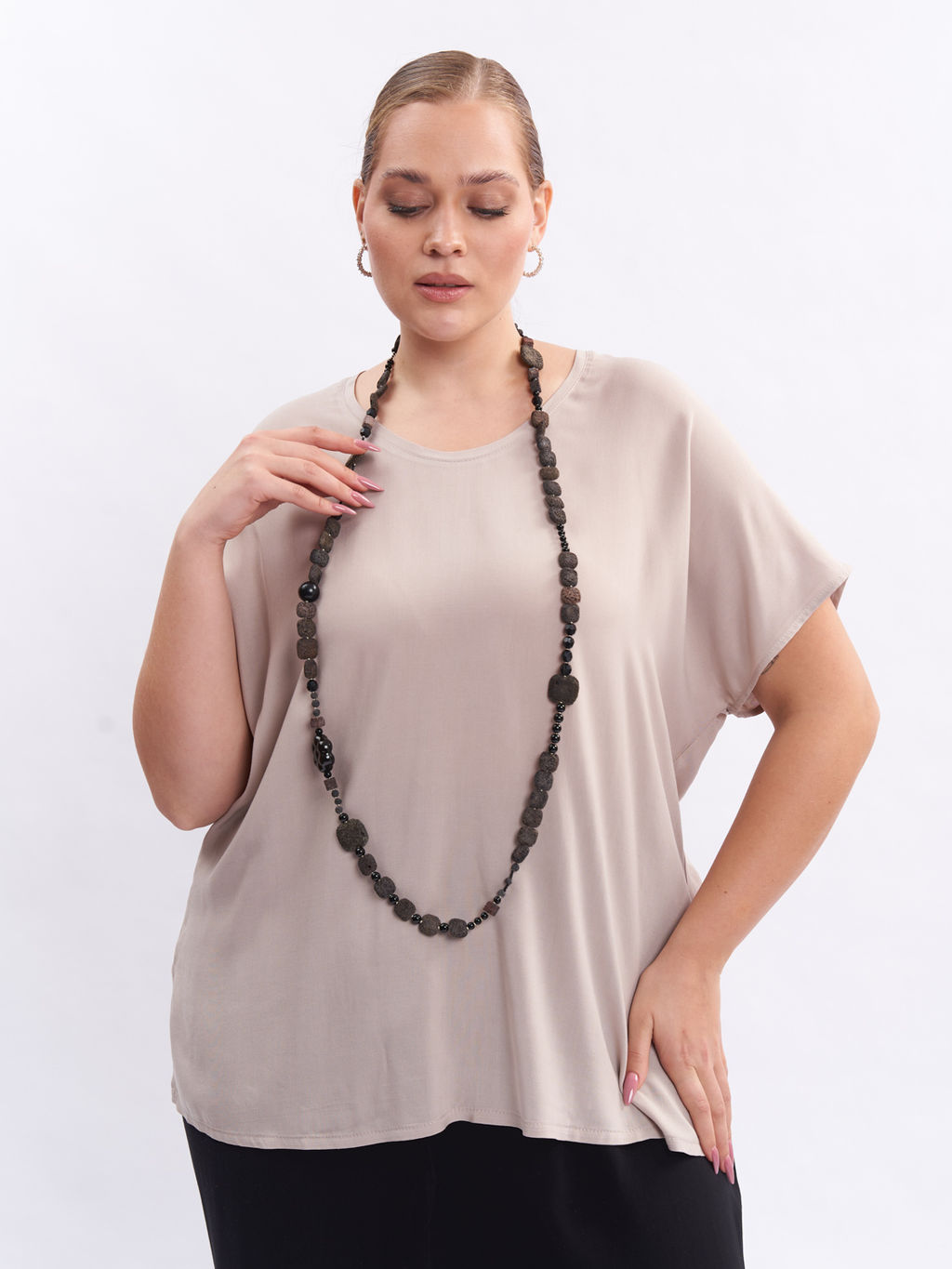 Бусы Абигель из лавы JBU002BLK - Артесса фото 2