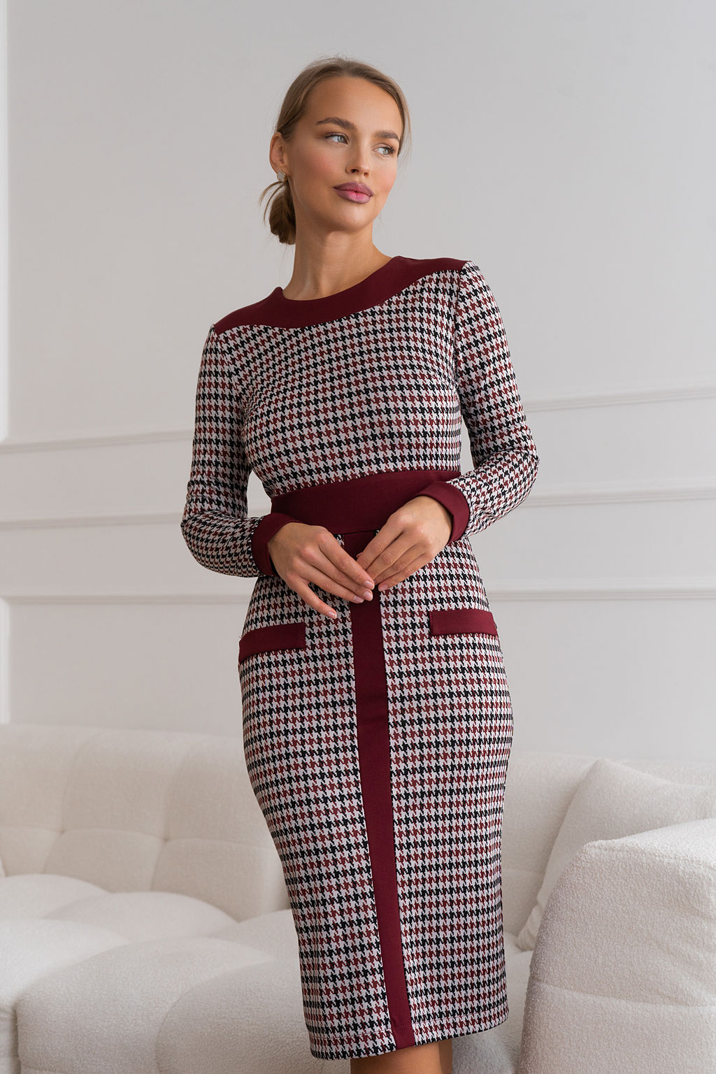 Платье Open Style 5913 бордовый/черный