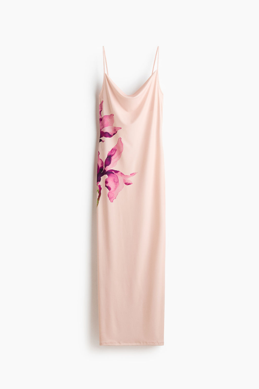 Vestido de tirantes finos con escote drapeado