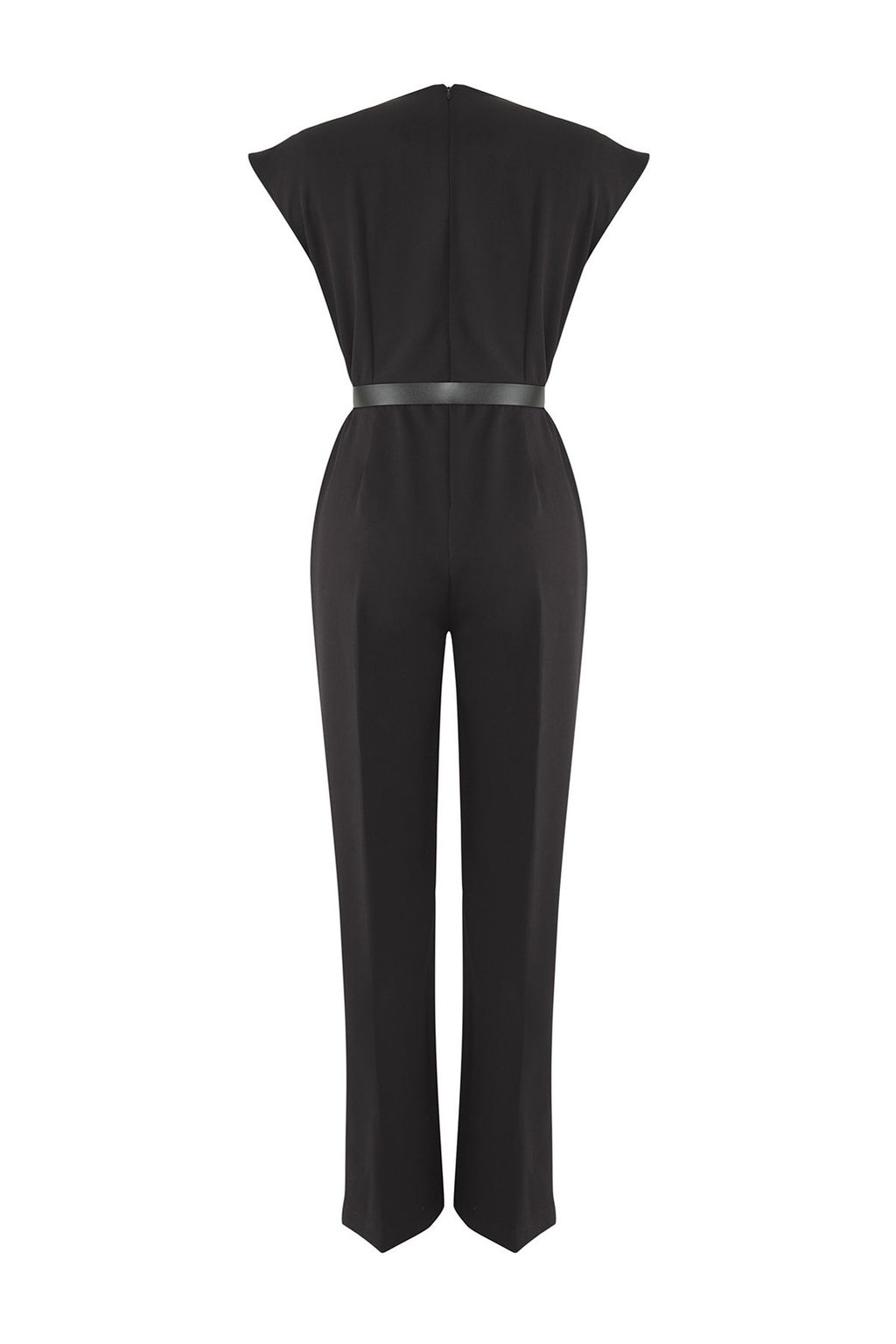 Siyah Kemerli Kruvaze Yaka Genis Paca Dokuma Tulum TWOSS21TU0004