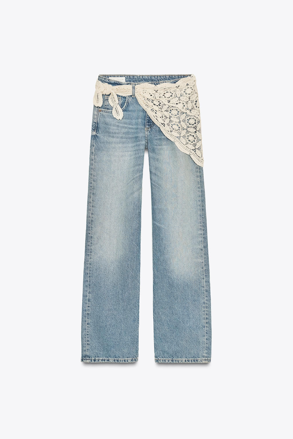 TRF WIDE-LEG MID-WAIST SCARF JEANS - Zara фото 18