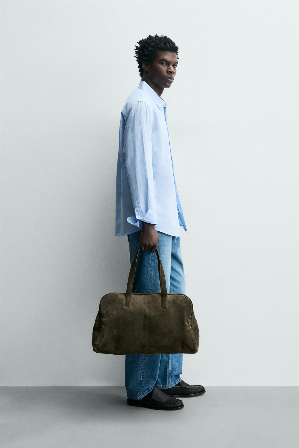 CAMISA REGULAR FIT LINO - ALGOD?N / Celeste - Zara фото 4