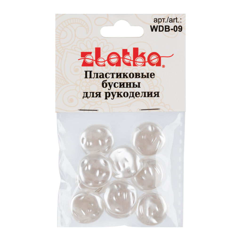 Бусина Zlatka пластик WDB-09 16 мм 10 х 10 шт №01 круглая плоская под жемчуг  фото 3