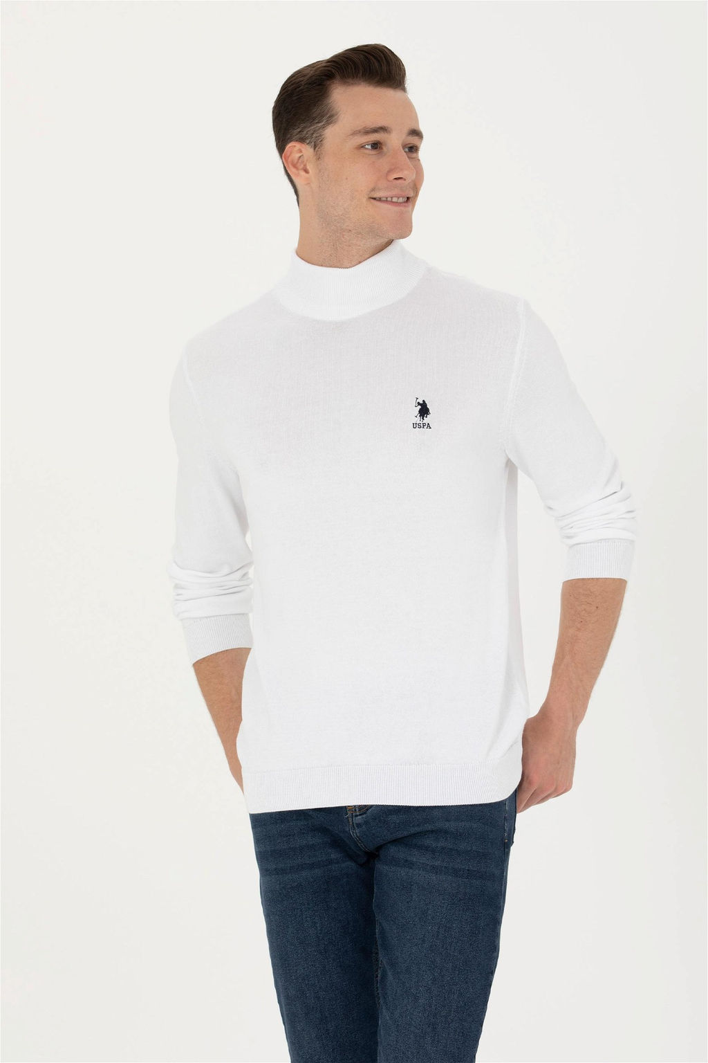 U. S. Polo Assn / Мужской белый базовый свитер - U.s. polo assn фото 10
