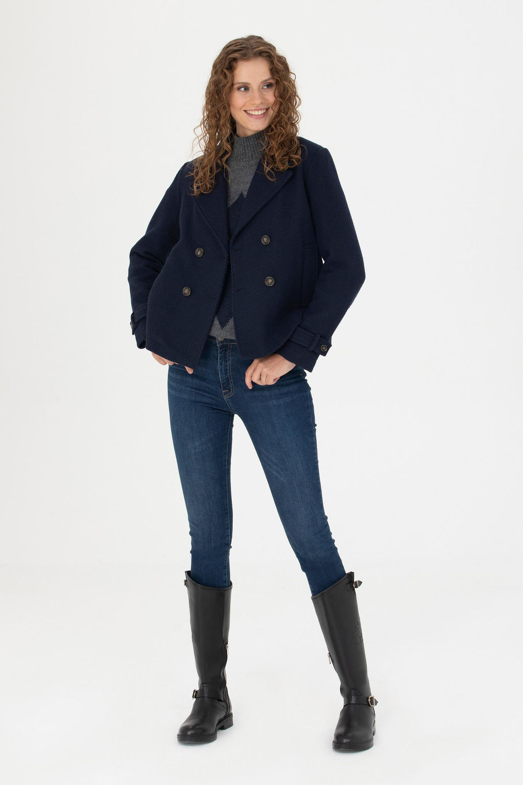 Пальто U.S. Polo Assn женское темно-синее  фото 19