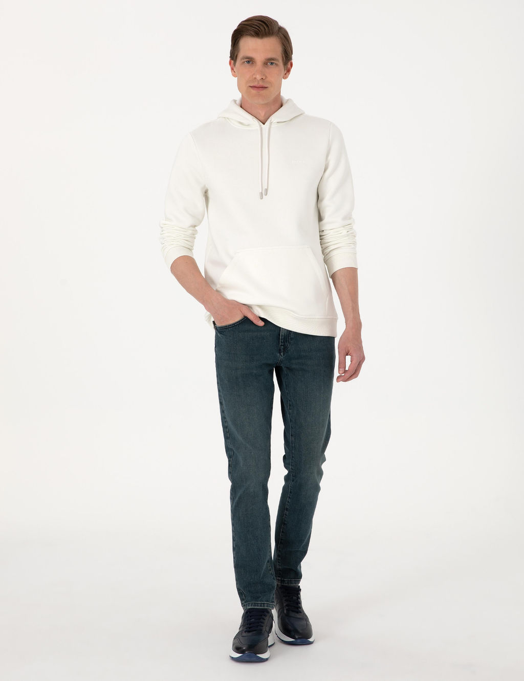 Beyaz 2 _plik Regular Fit __i Polarl_ Kap__onlu Basic Sweatshirt - Pierre cardin фото 4