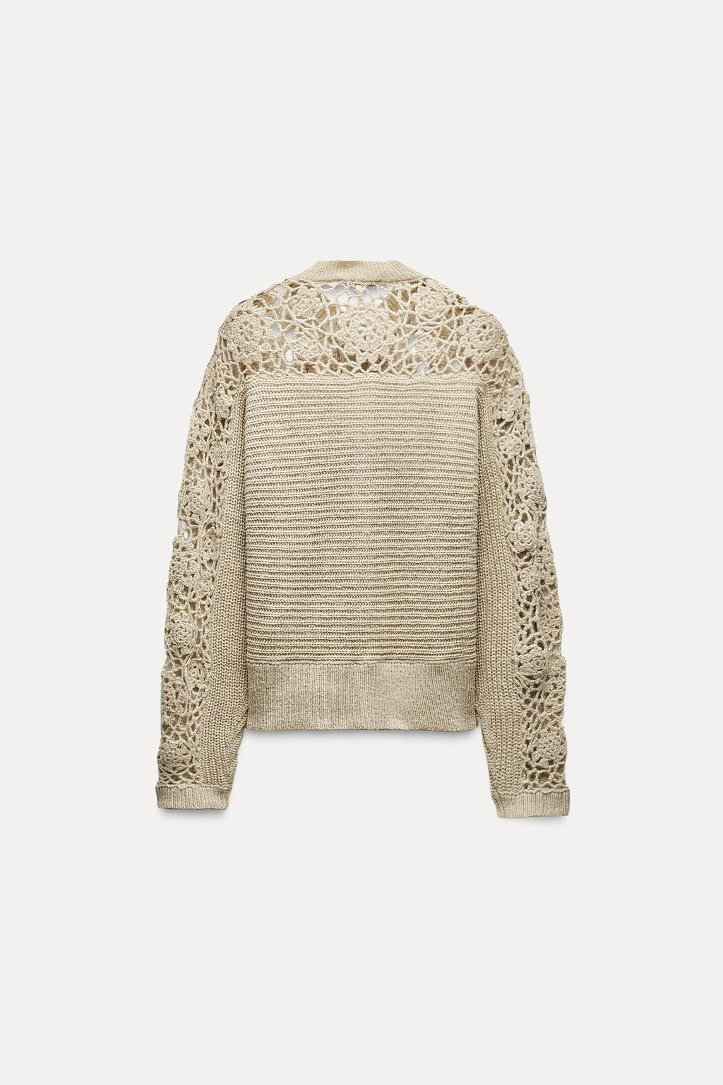 COMBINED CROCHET KNIT CARDIGAN - Zara фото 5