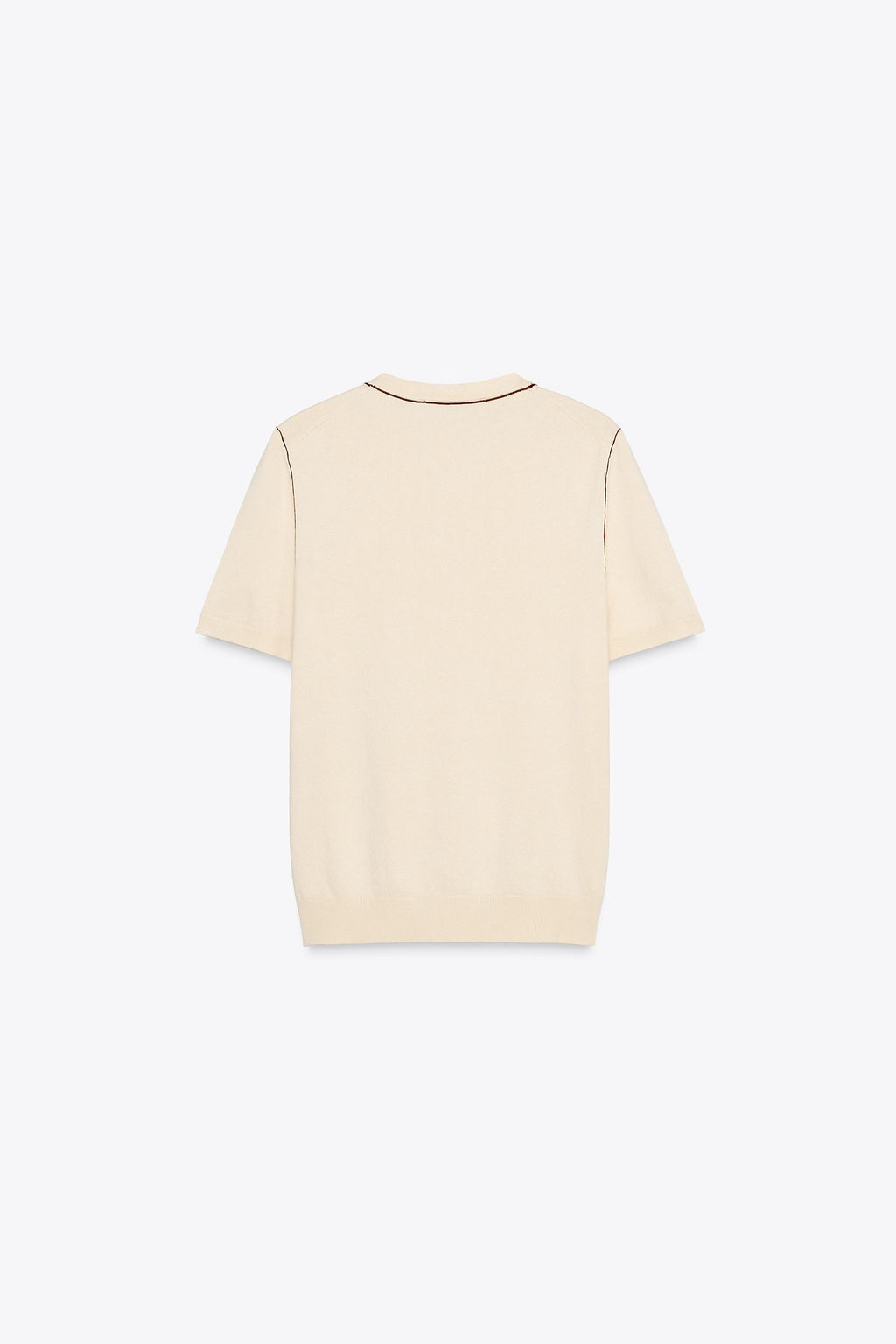 SHORT SLEEVE KNIT TOP WITH PIPING