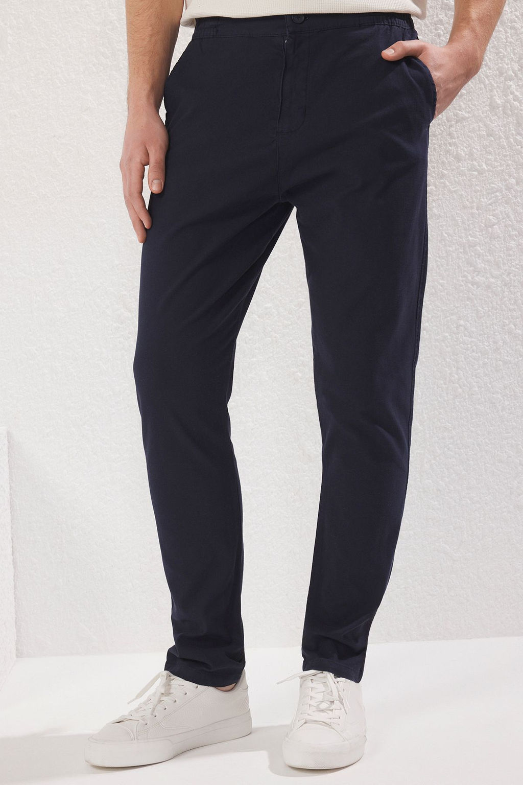 TRENDYOL MAN Lacivert Regular/Normal Kal?p %100 Pamuklu Ozel Dokulu Rahat Pantolon TMNSS25PL00006 - Trendyolmilla фото 3