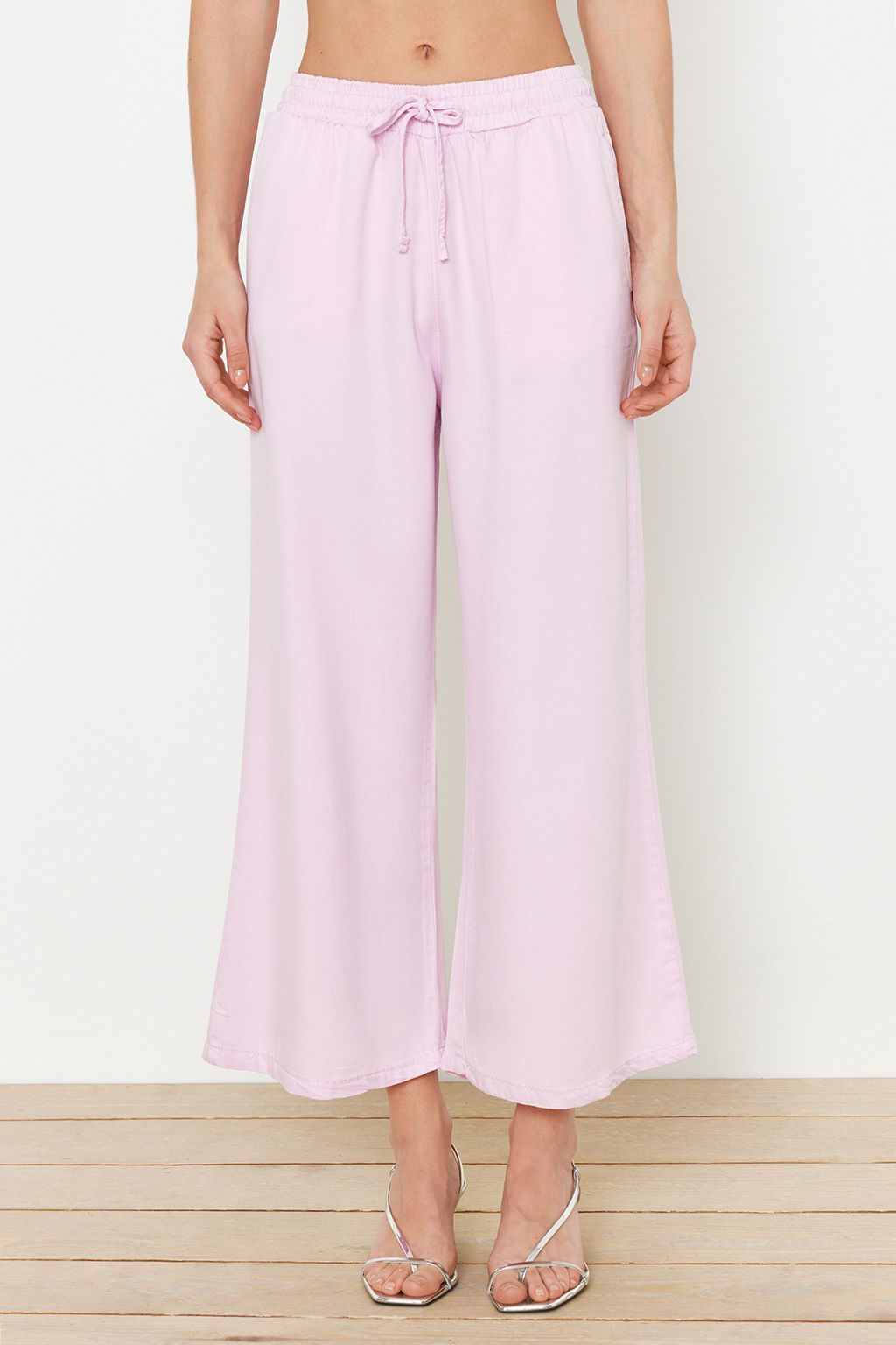 Mint %100 Tencel Beli Lastikli Yuksek Bel Culotte Jeans TWOSS24JE00285 - Trendyolmilla фото 15