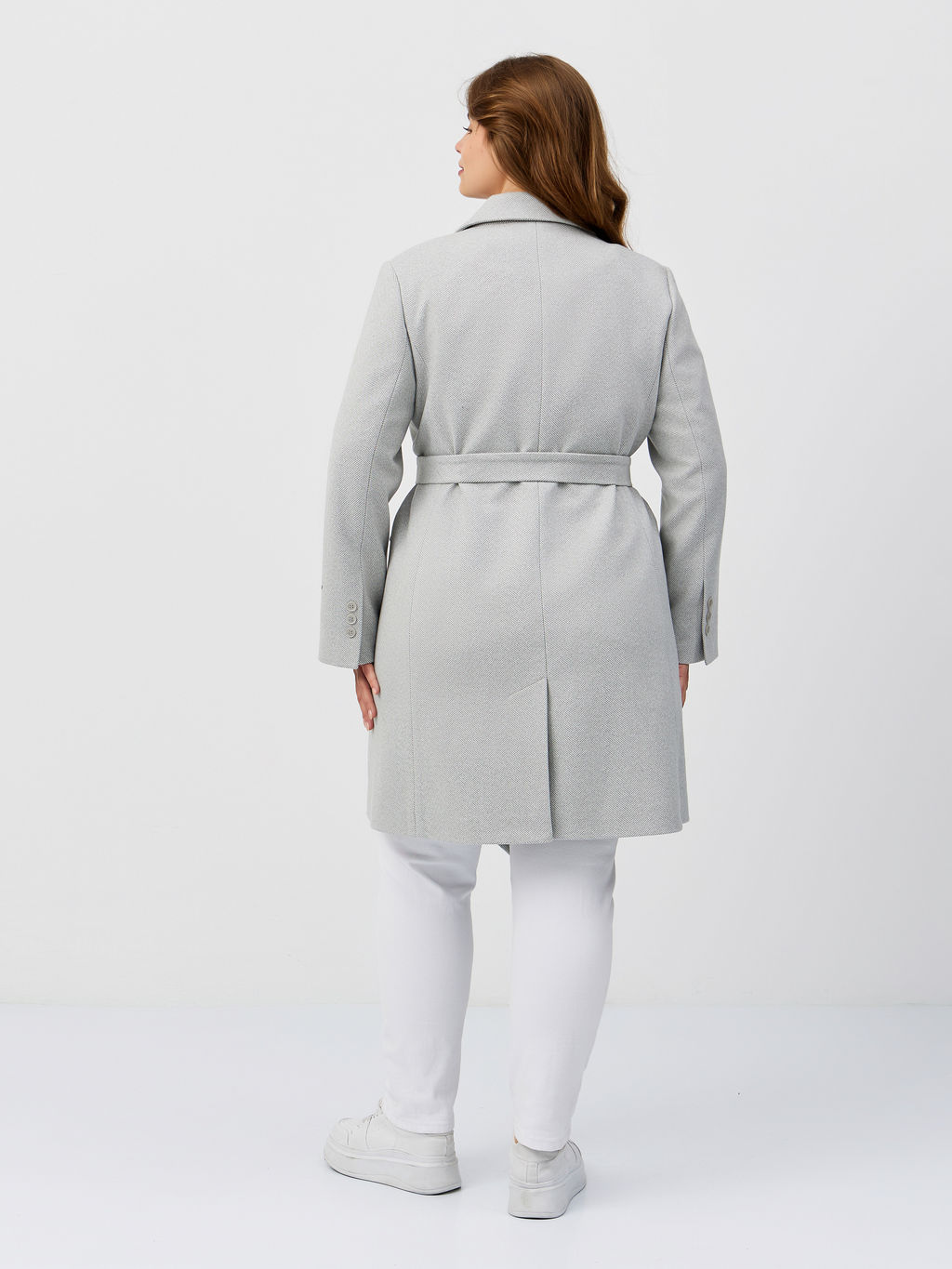 Пальто женское демисезонное 26897 (сильвер/ёлочка)