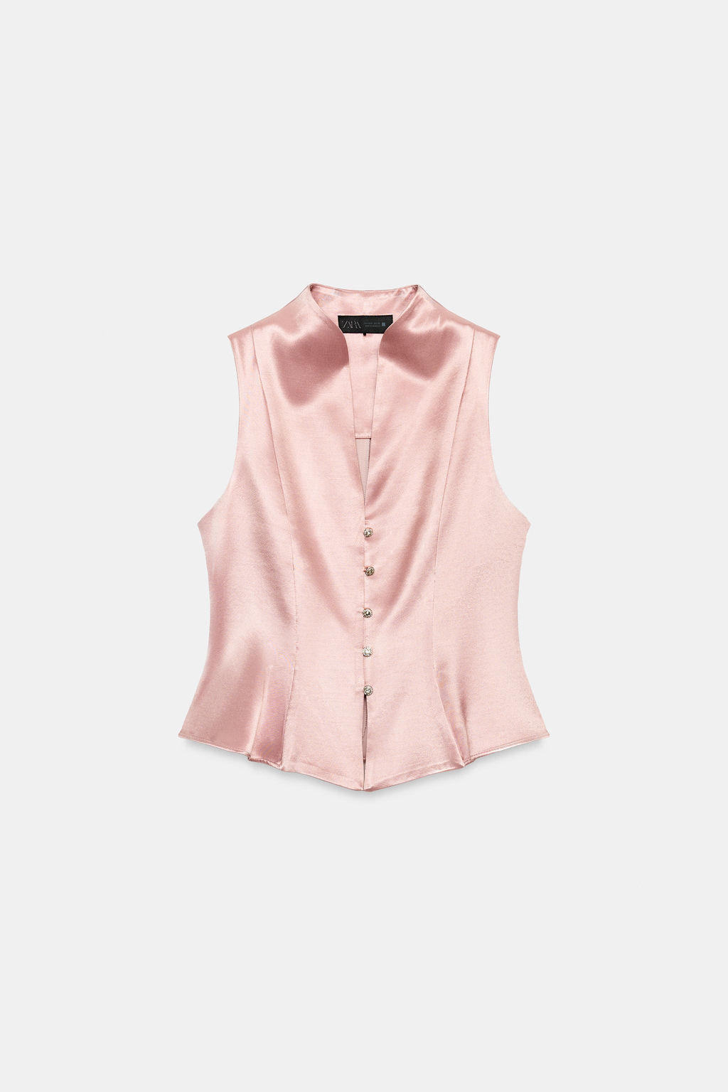 TOP SATINADO BOTONES JOYA / Rosa - Zara фото 4