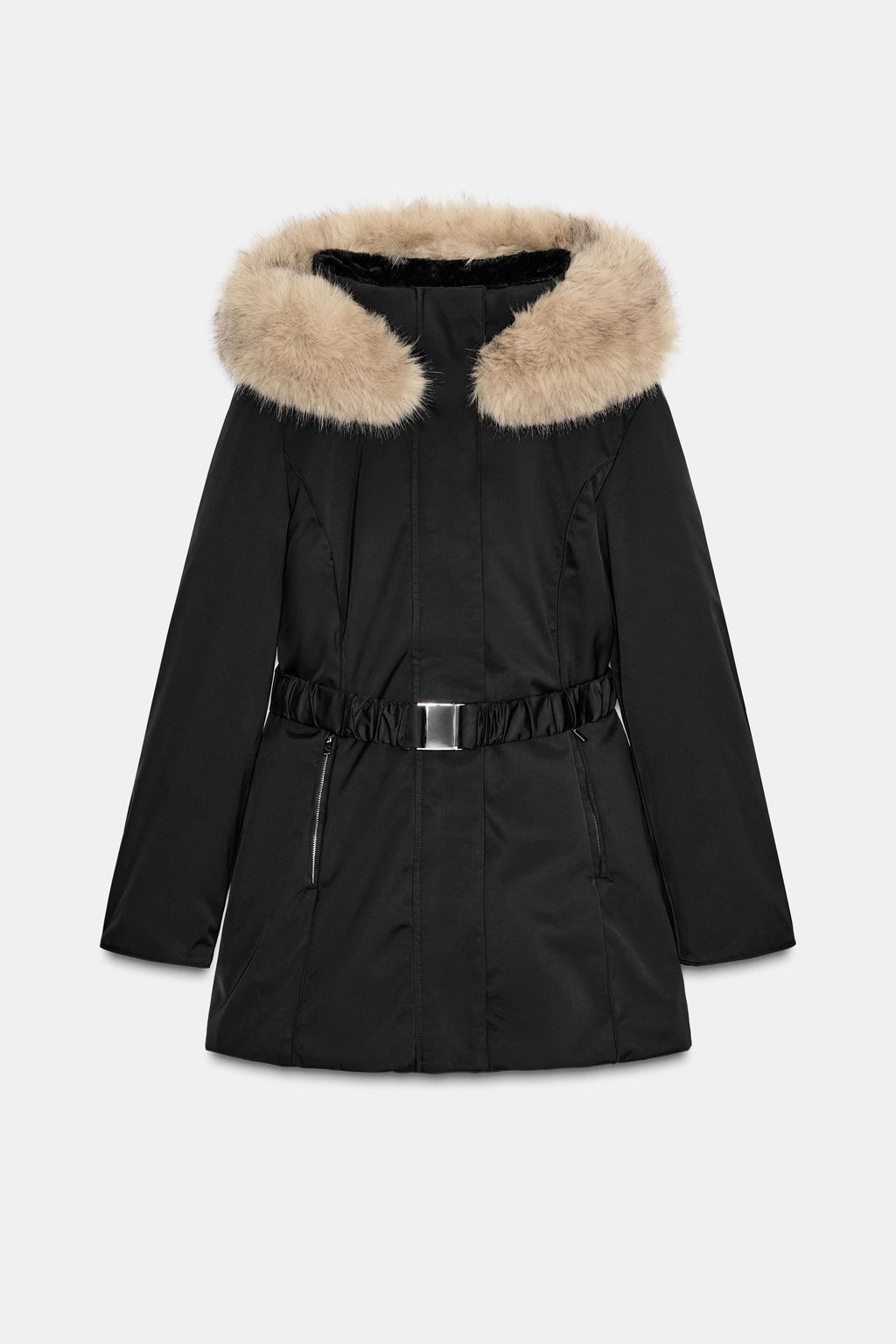 PUFFER JACKET WITH FAUX FUR HOOD, WATER AND WIND PROTECTION - Zara фото 11