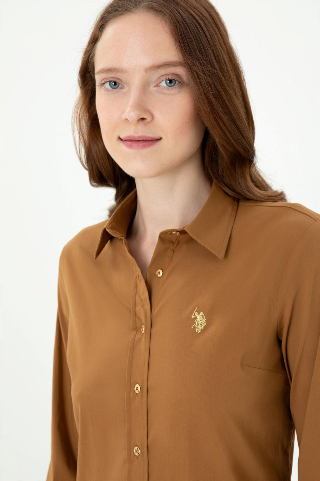 Женская базовая рубашка кокосового цвета с длинным рукавом - U.s. polo assn фото 2