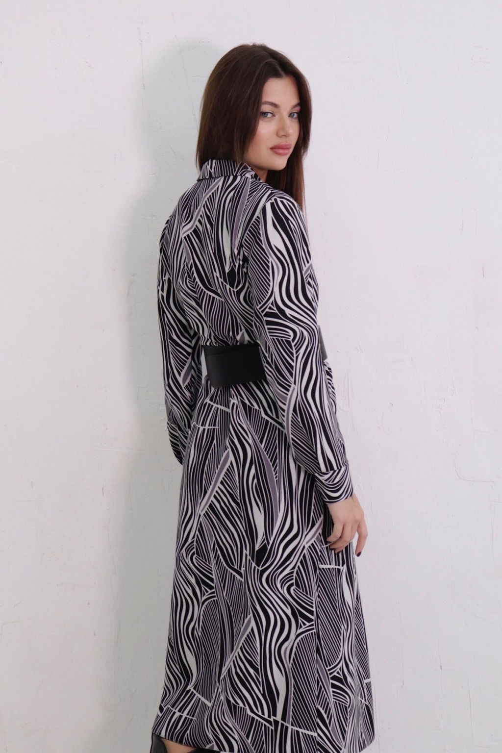 Платье-рубашка с английским воротником принт - Martichelli фото 79