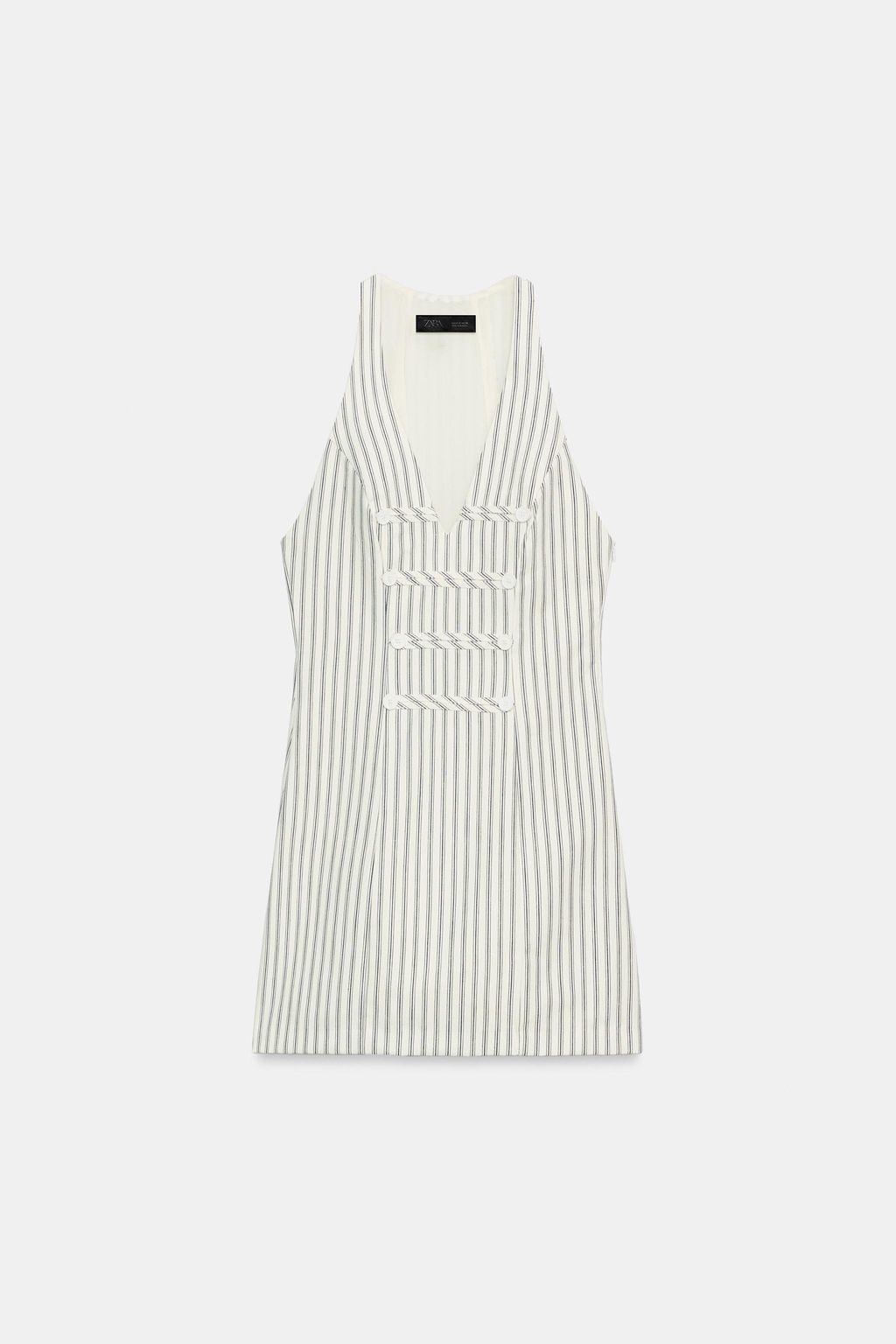 VESTIDO MINI RAYAS BOTONES / Crudo / Marino - Zara фото 4
