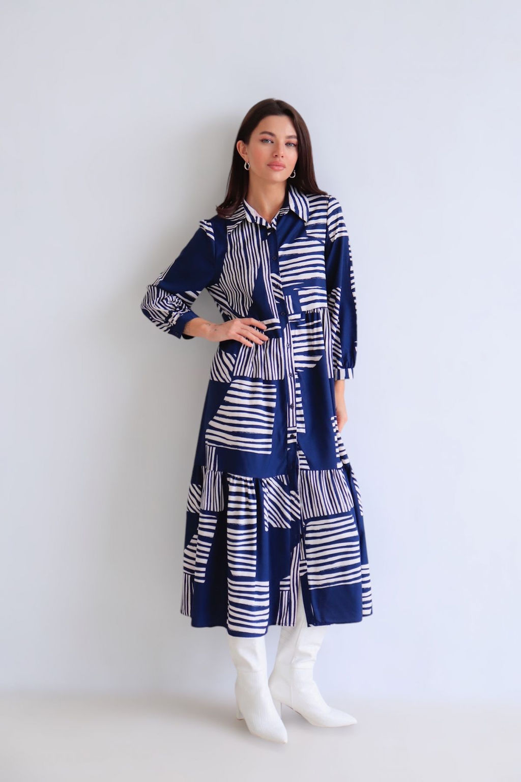 Martichelli Платье синее спринтом  фото 14