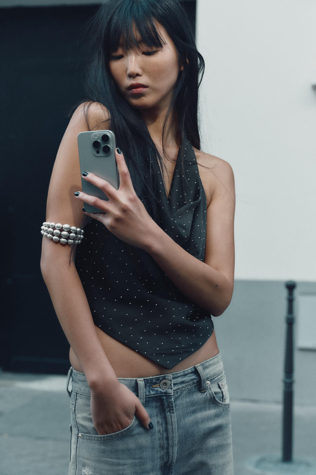 SATIN HALTER TOP WITH RHINESTONES - Zara фото 2