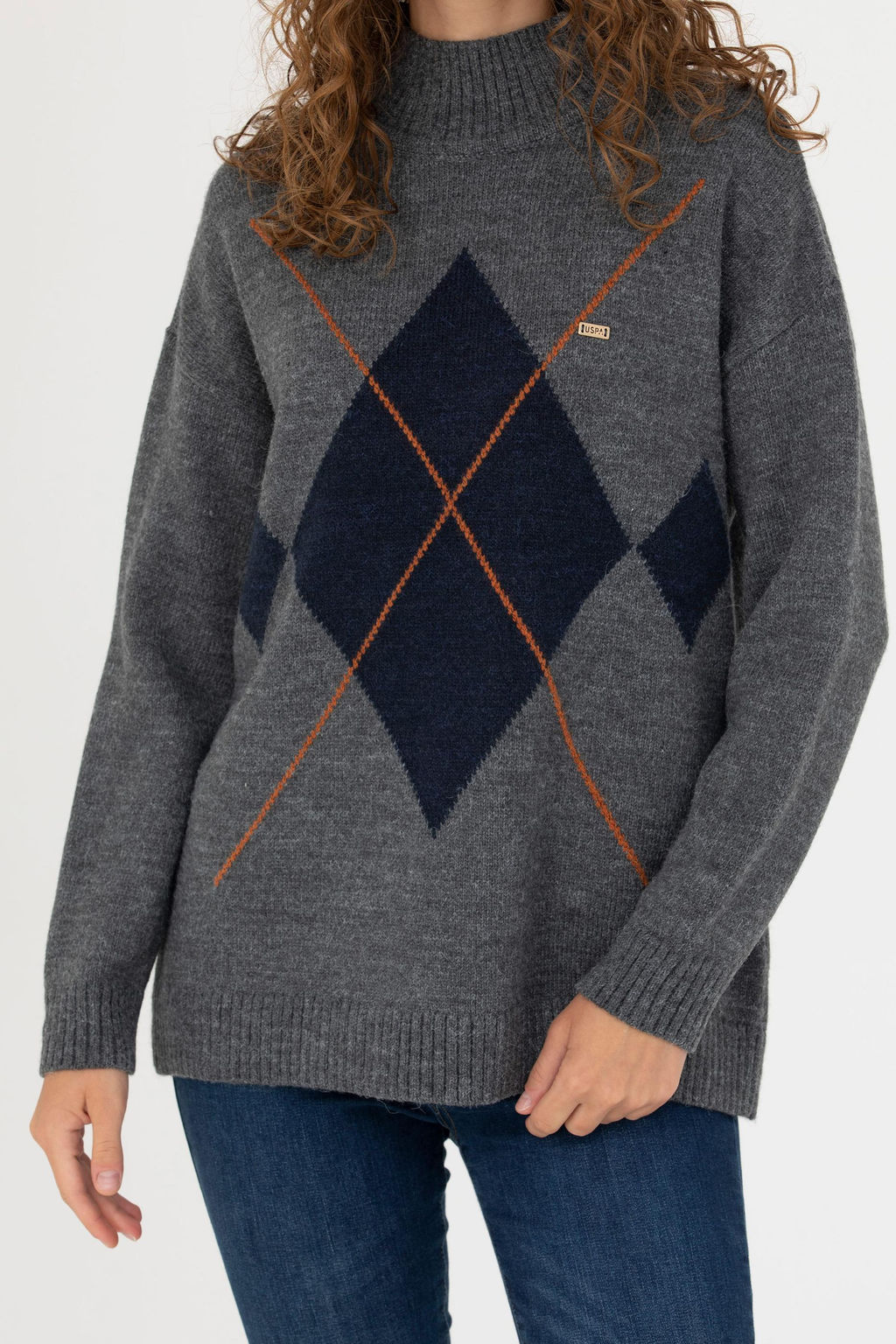 Kad_n Gri Melanj Bal_k__ Yaka Kazak - U.s. polo assn фото 6