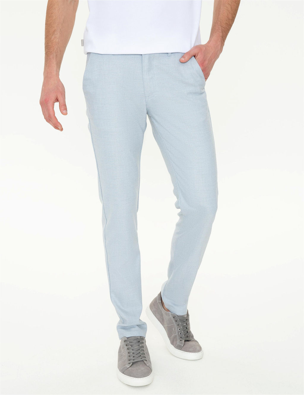 A__k Mavi Slim Fit Beli Lastikli Kanvas Pantolon - Pierre cardin фото 2