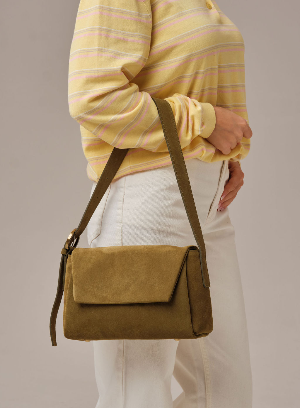 Замшевая сумка Nova DBR 31391 белый мох  фото 5