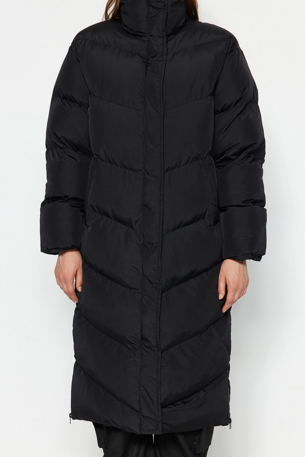 TRENDYOLMILLA Bej Regular Yandan Fermuar Detayl? Su Itici Uzun Sisme Mont TWOAW24MO00049 фото 5