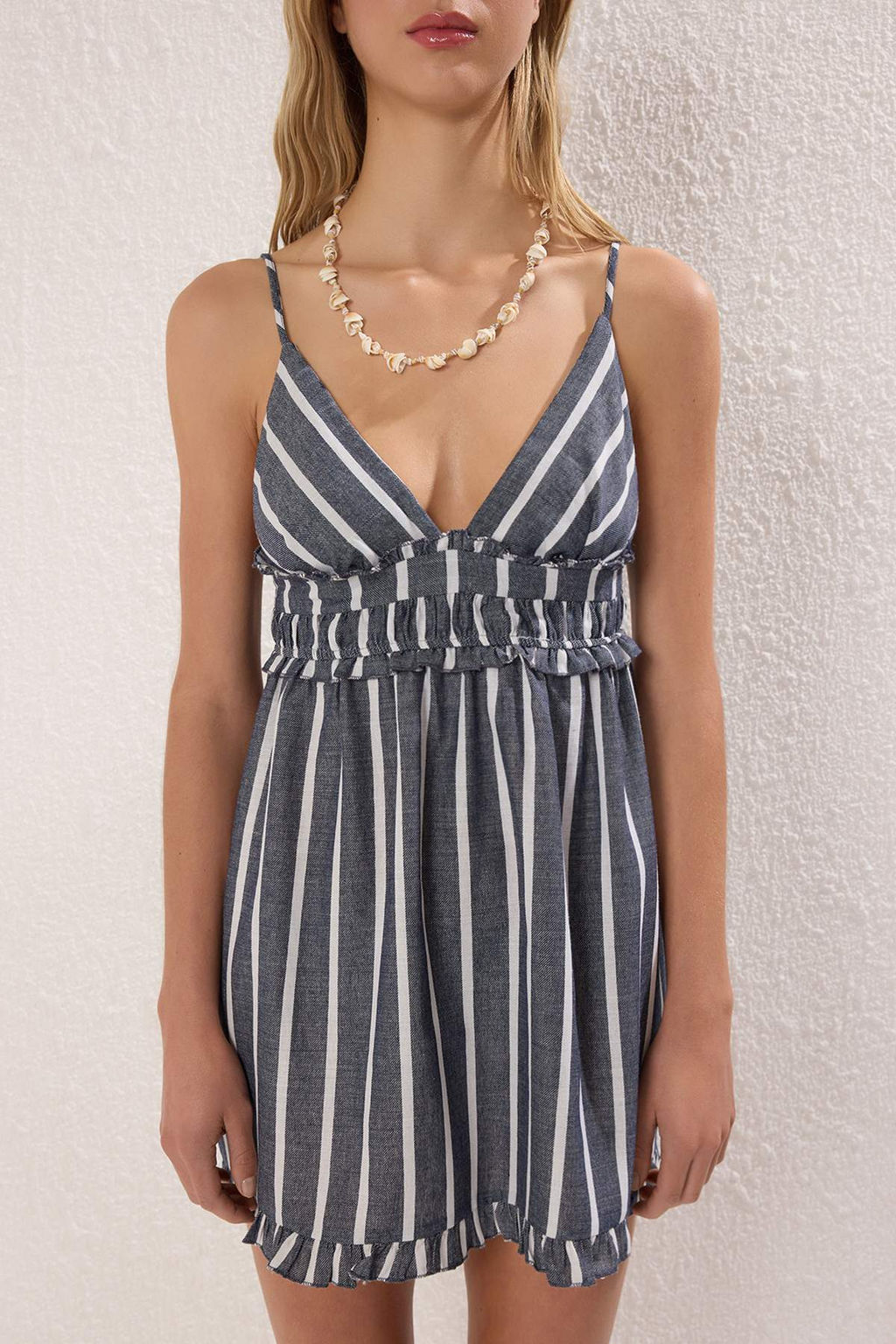 Bordo Cizgili Dokuma F?rf?rl? Plaj Mini Elbise TBESS25EL00148 - Trendyolmilla фото 9