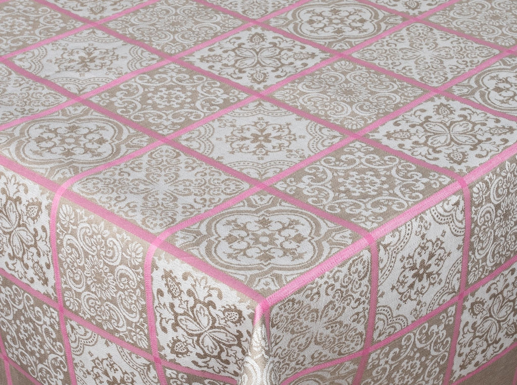 Скатерть 16С383-ШР/ст. 150*150 "Изразцы" цв. 2 рис. 48 розовый