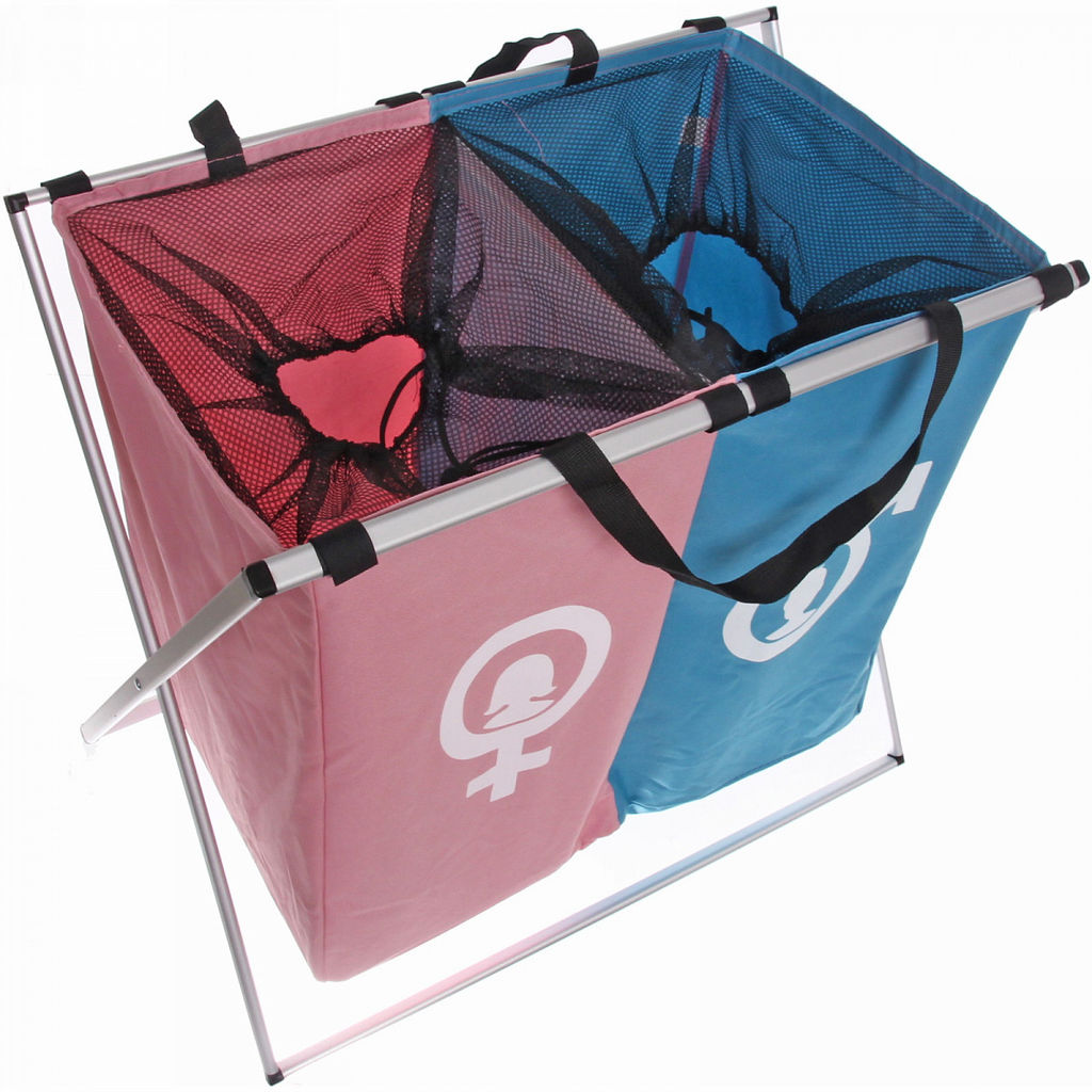 Корзина для белья двойная складная "Мужское, Женское" 59*39*56 см