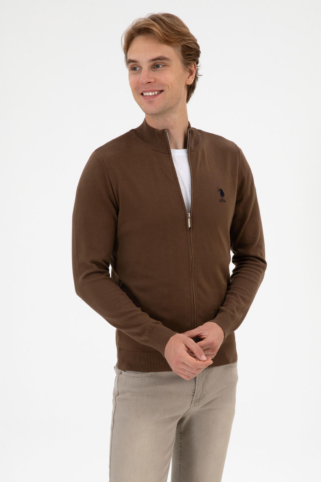 Erkek Slim Fit Kahverengi Triko H_rka - U.s. polo assn фото 10