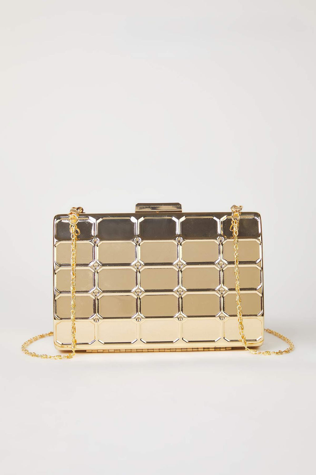 Metalik Alt?n Uc Boyutlu Abiye Kad?n S?k Mini Clutch El Cantas? TAKSS25PY00004