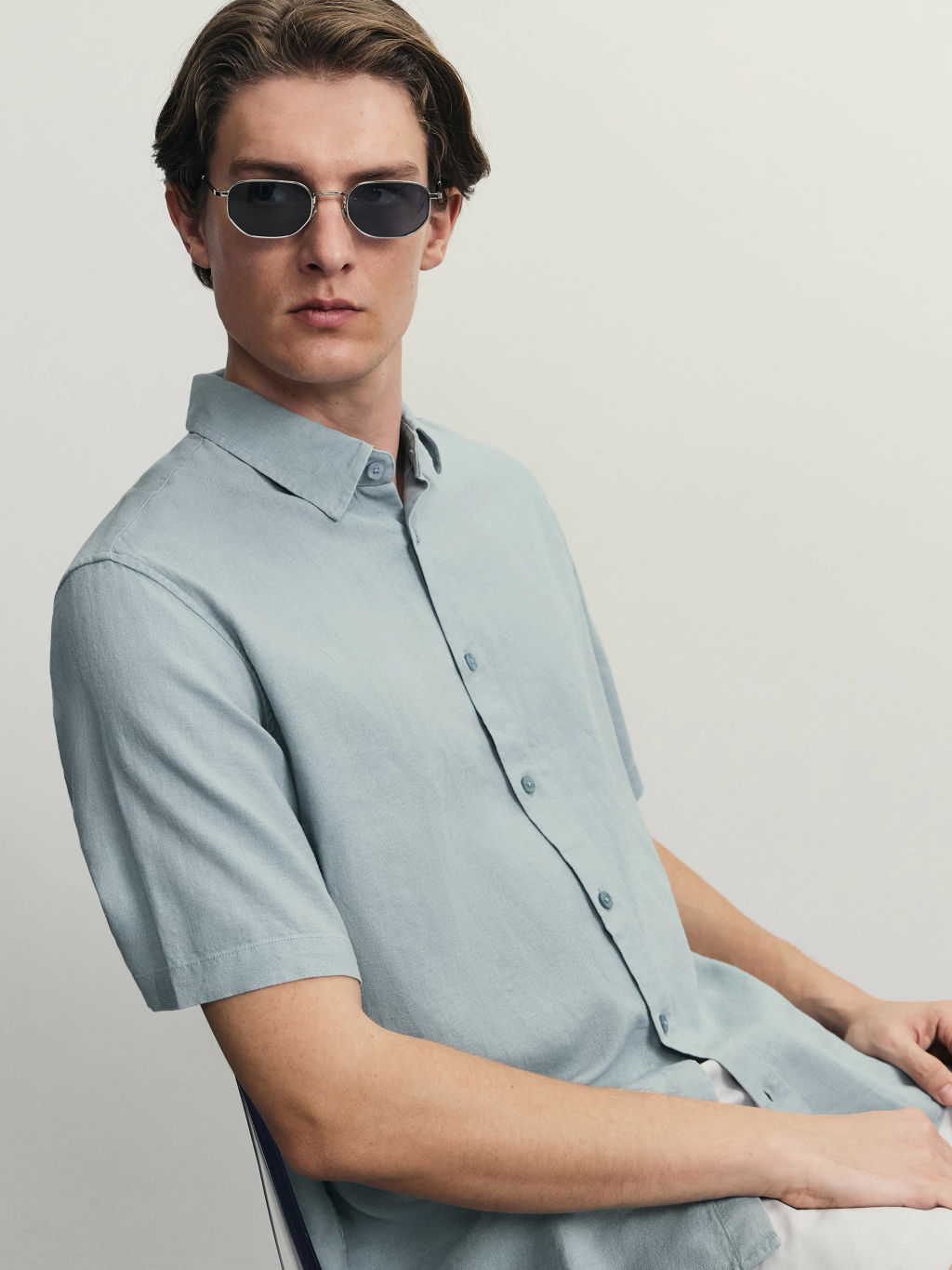 Рубашка regular fit со льном / Zarina  фото 2