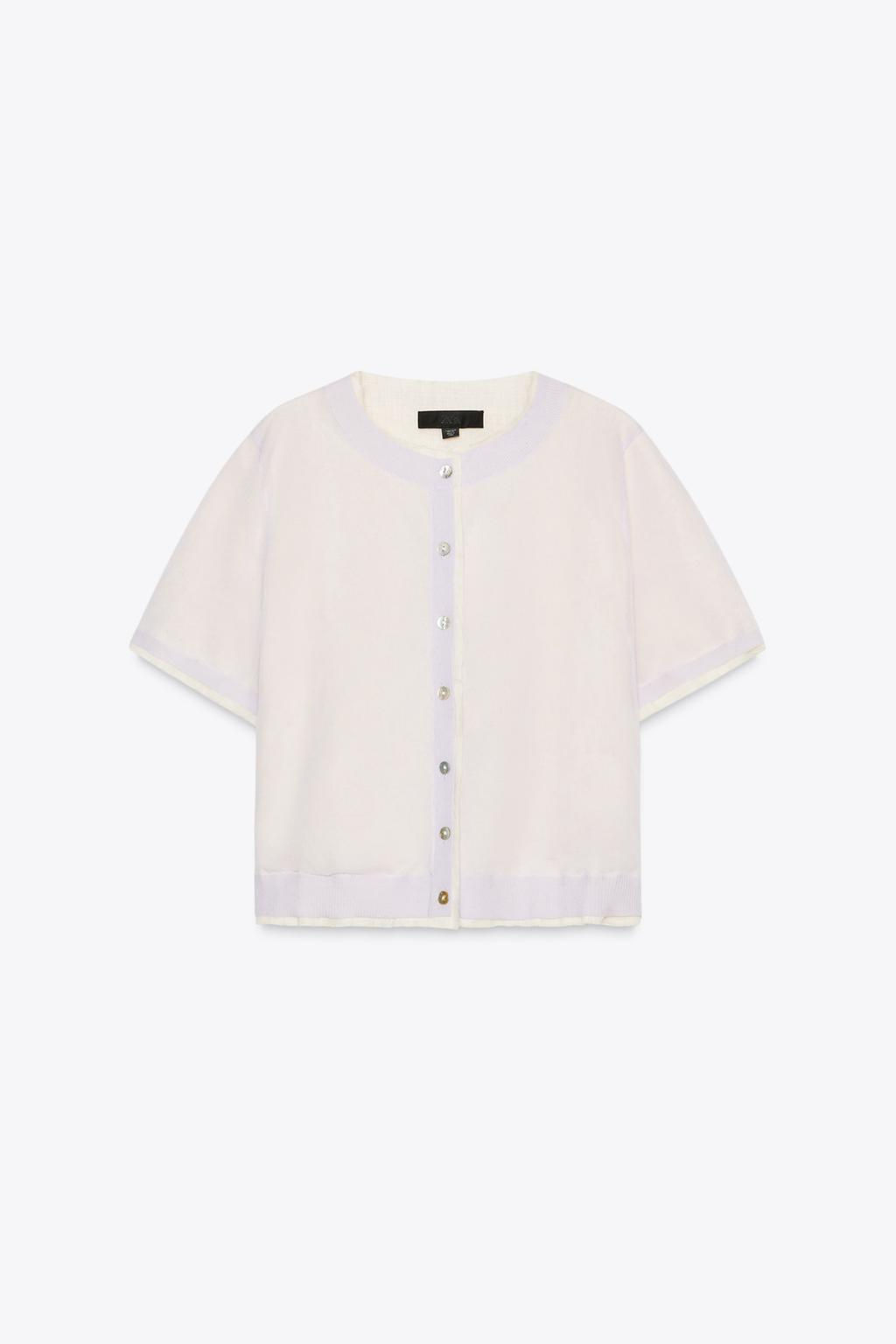 DOUBLE-LAYER KNIT CARDIGAN WITH LINEN BLEND - Zara фото 7