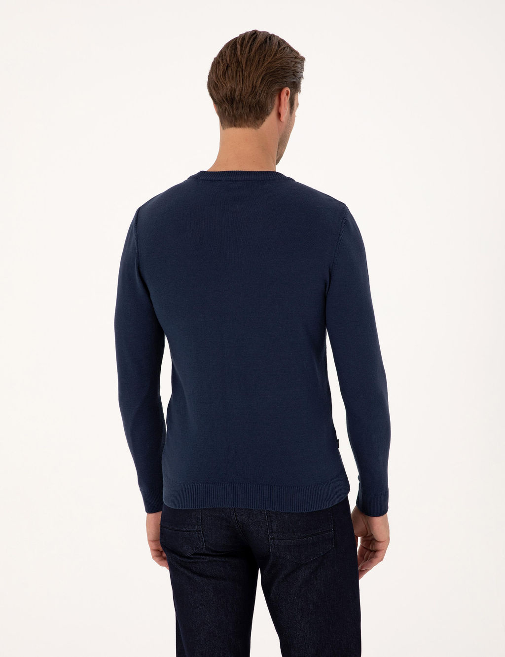 A__k Lacivert Slim Fit Bisiklet Yaka Basic Triko Kazak - Pierre cardin фото 5