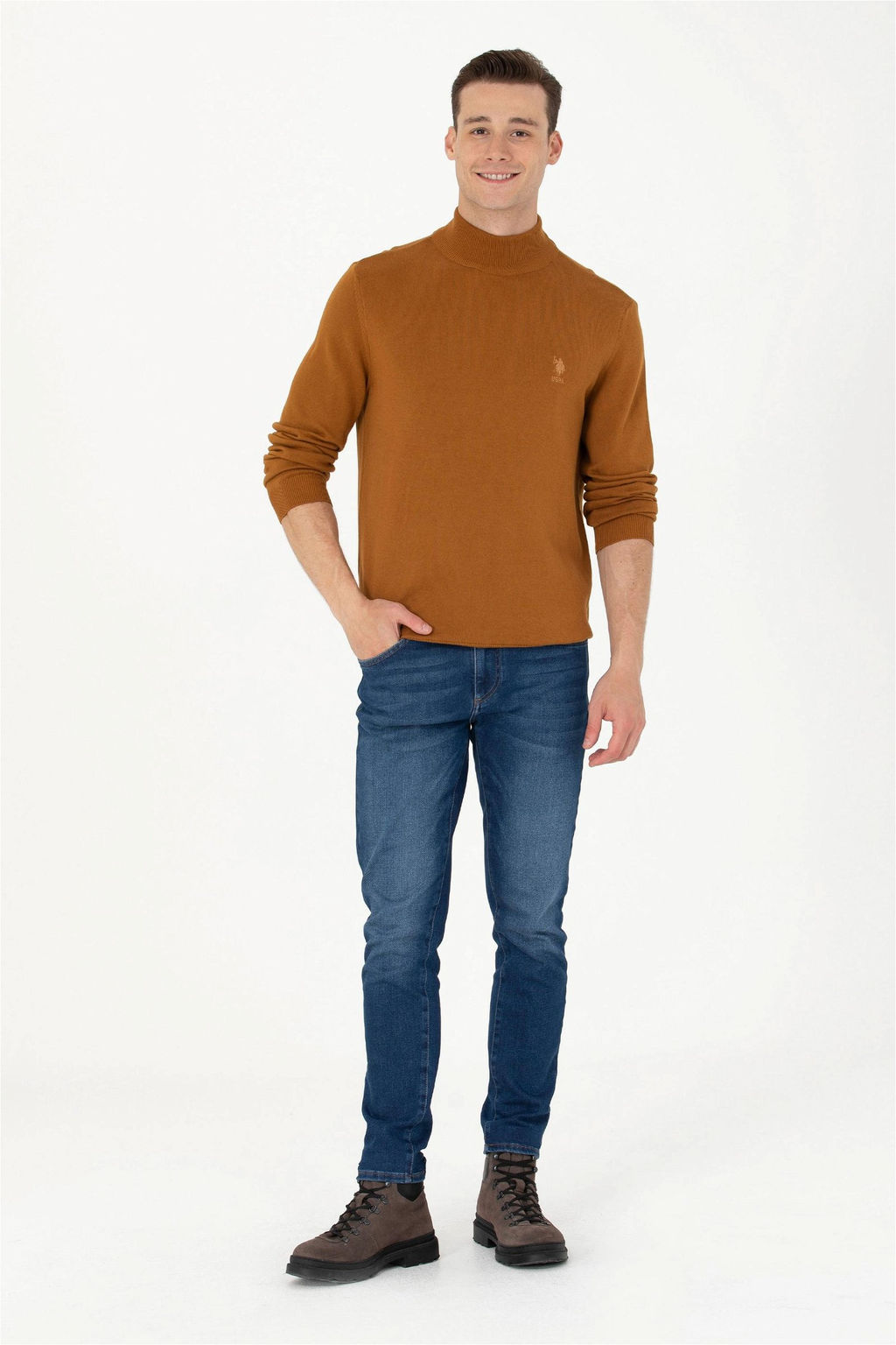 U. S. Polo Assn Мужской базовый свитер кокосового цвета - U.s. polo assn фото 4