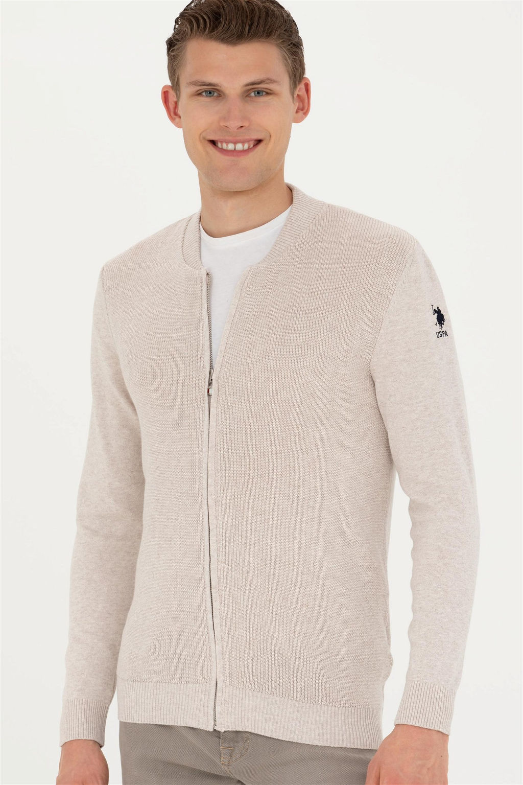 Мужской базовый трикотажный кардиган Stone Melange - U.s. polo assn фото 3