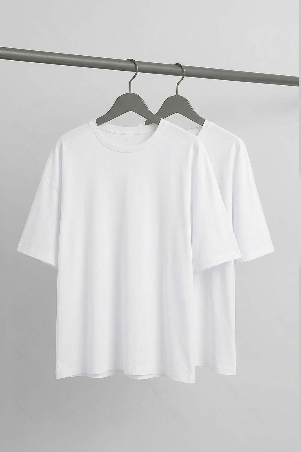 Buyuk Beden Siyah-Ekru Oversize 2li Paket %100 Pamuklu T-Shirt TMNSS24BF00042 - Trendyolmilla фото 8