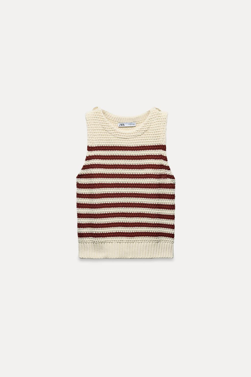 SLEEVELESS KNIT TOP WITH GOLD BUTTONS - Zara фото 5