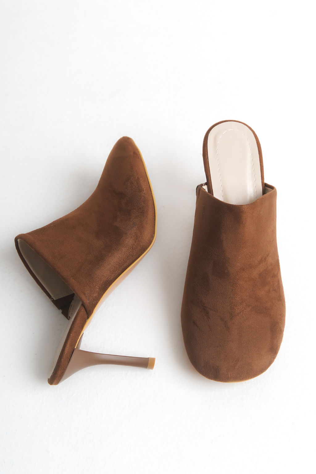 Trendyolmilla Shoes Taba Suet Ince Topuklu Kad?n Mule Topuklu Terlik TAKSS25TO00014  фото 6