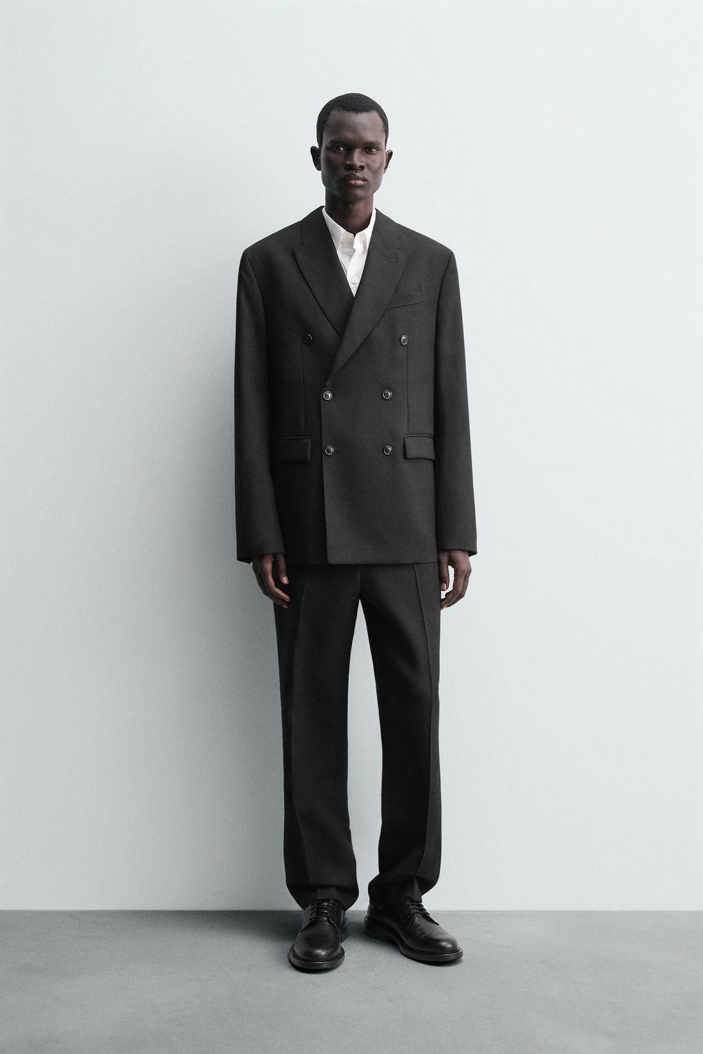 100% WOOL DOUBLE-BREASTED SUIT BLAZER