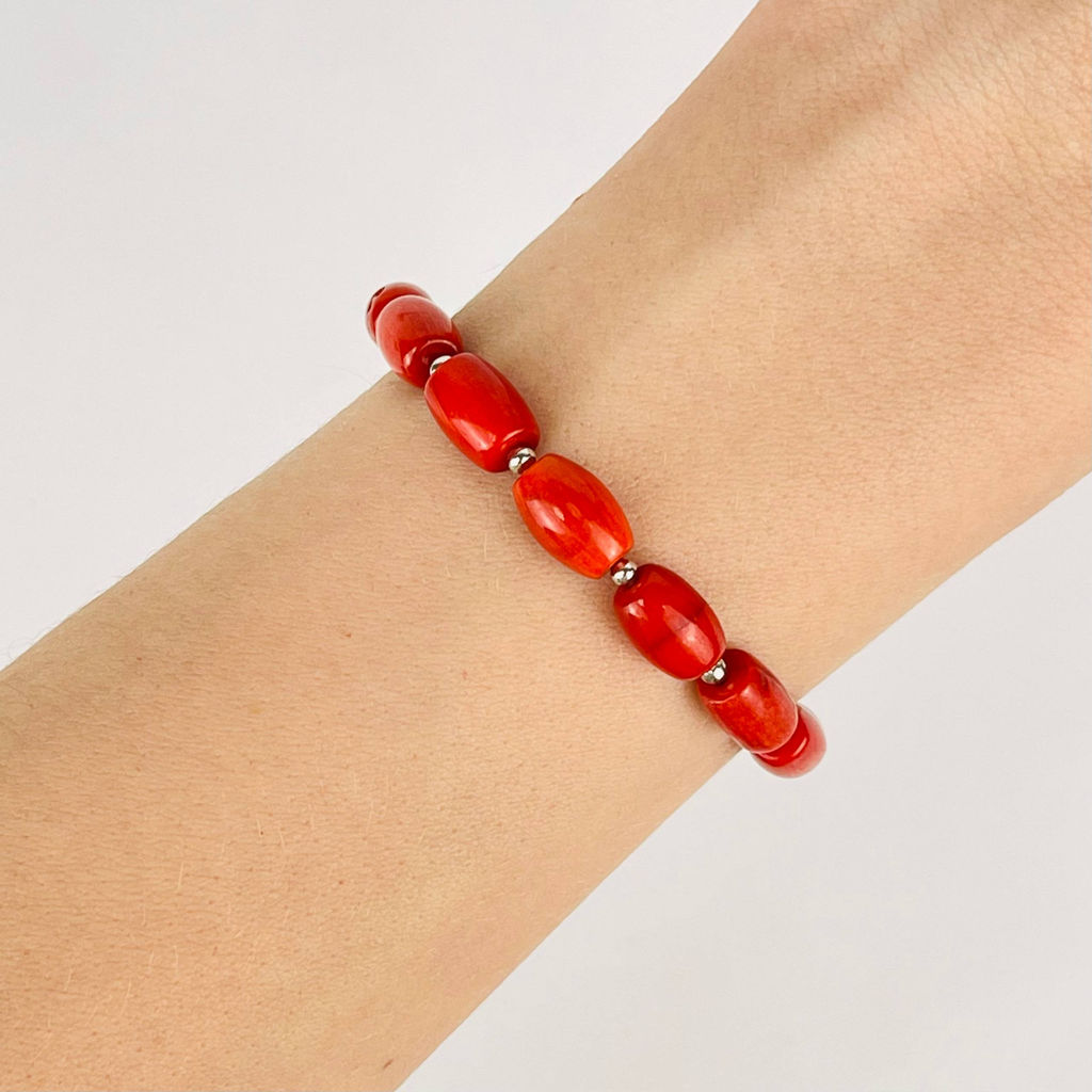 Браслет регулируемый на увеличение из Коралла - Радуга самоцветов фото 2