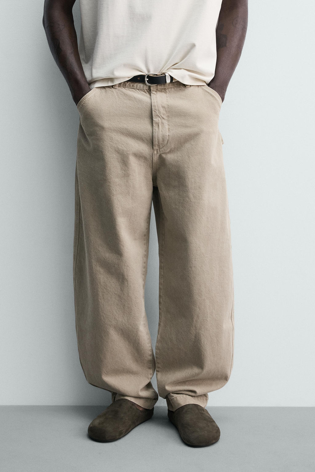 PANTAL?N BALLOON FIT LAVADO / Arena claro - Zara фото 2