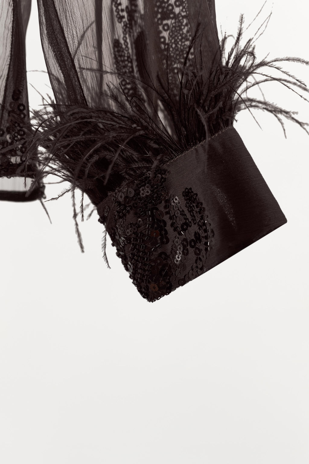 SEMI-SHEER SEQUIN FEATHER BLOUSE - Zara фото 8
