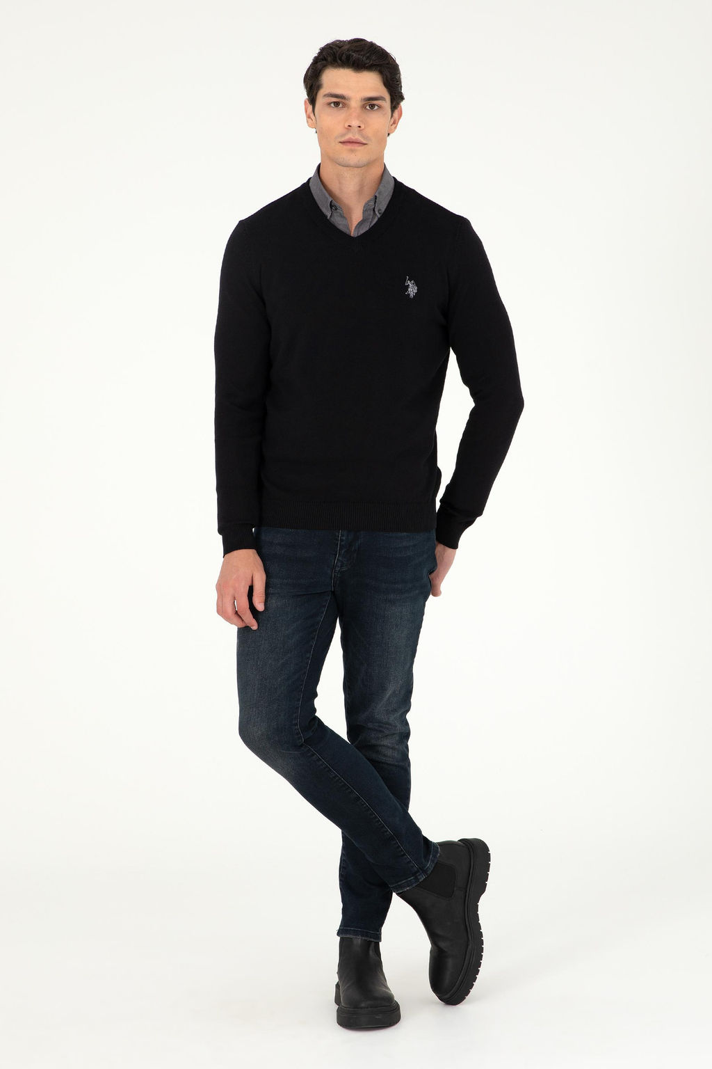 Мужской черный базовый свитер - U.s. polo assn фото 4