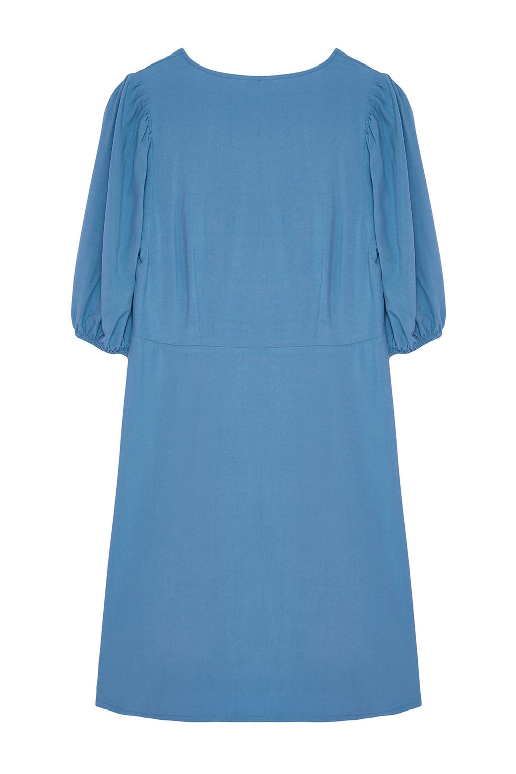 Indigo Etegi Volanl? Balon Kollu Mini Dokuma Elbise TWOSS24EL00062