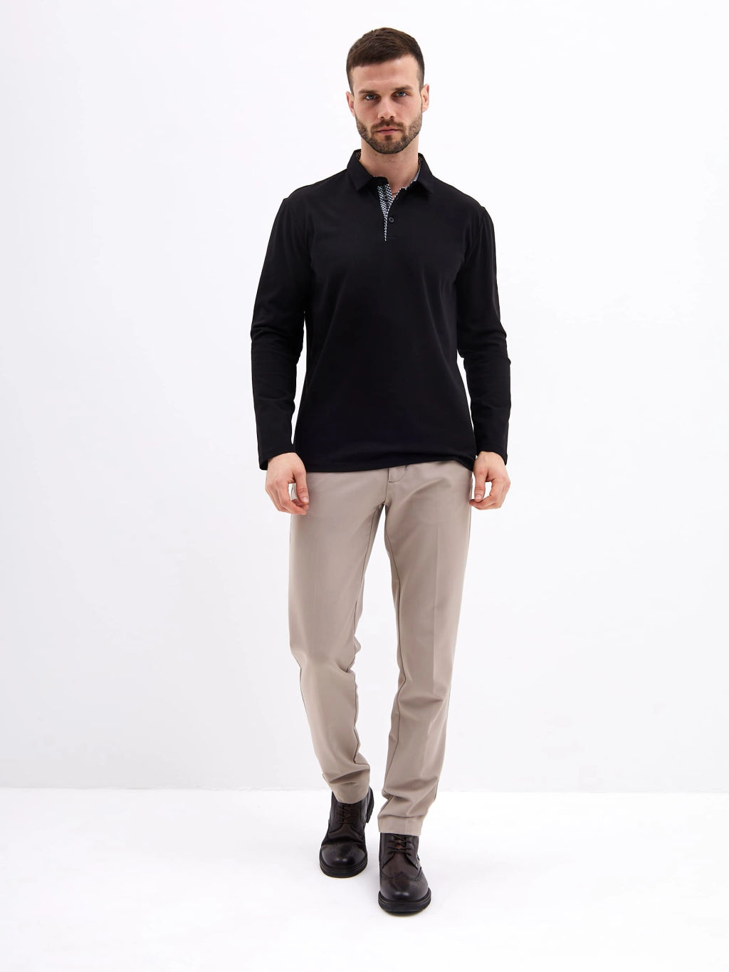 Джемпер мужской с воротником поло GREG G155-KO1246-SA5111 (черный)  фото 3