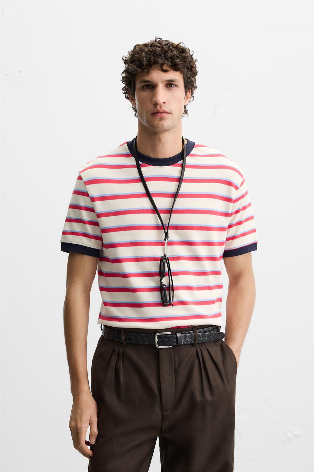 STRIPED CONTRAST T-SHIRT - Zara фото 2