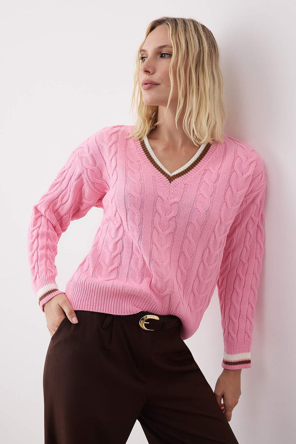 Lacivert Sac Orgulu Kolej Temal? Triko Kazak TWOAW26KZ00153 - Trendyolmilla фото 12